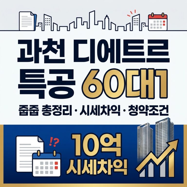 과천 디에트르 퍼스티지 특공 경쟁률 60대 1 | 줍줍 총정리 (시세차익·청약 조건·일정)